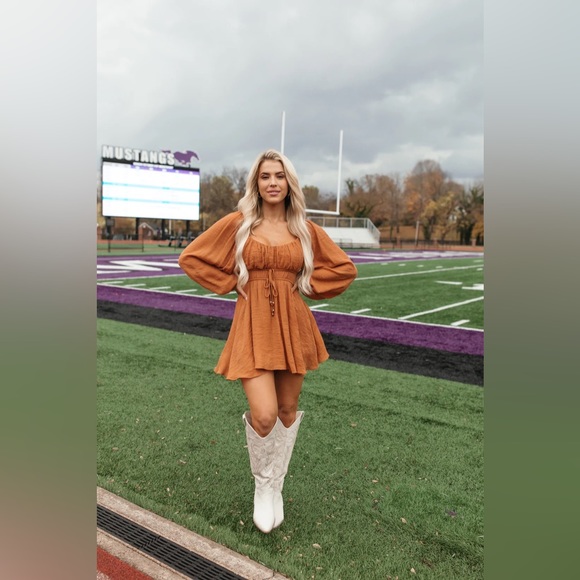 The Post Ali Romper Dress in Copper / Rust Orange Color in Size S - Picture 3 of 8